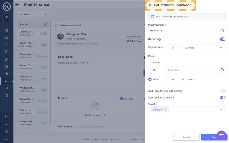 Maintenance Reminders